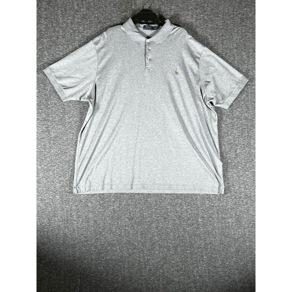 Polo Ralph Lauren Mens 4XLT Heather Grey Short Sleeve Cotton Polo Shirt Big Tall